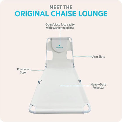 Ostrich 72 by 22 Inch Versatile Chaise Lounge Portable Reclining Lounger, Outdoor Patio, Beach, Lawn, Camping, or Pool Tanning Chair, White