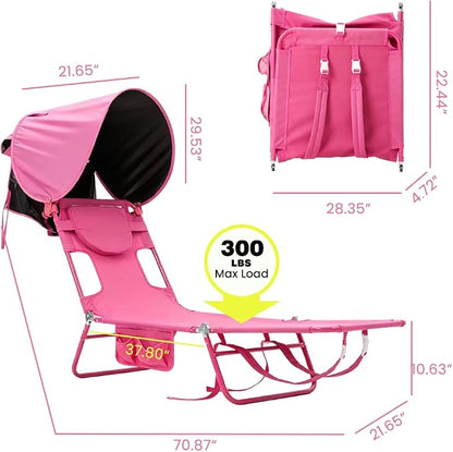 SUNNYFEEL Tanning Chair with Canopy, Face Down Lounger with Backpack Straps | Tanning Chair with Canopy, Face Down Lounger with Backpack Straps