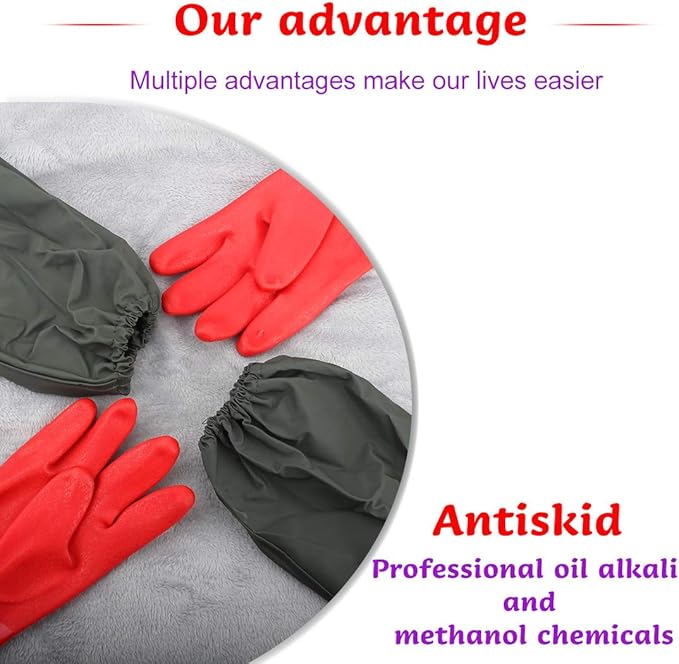 Coopache Full Arm Pond Gloves with Cotton lining Extra Long Waterproof Glove for Pond Cleaning/Machinery Industry 25-inch