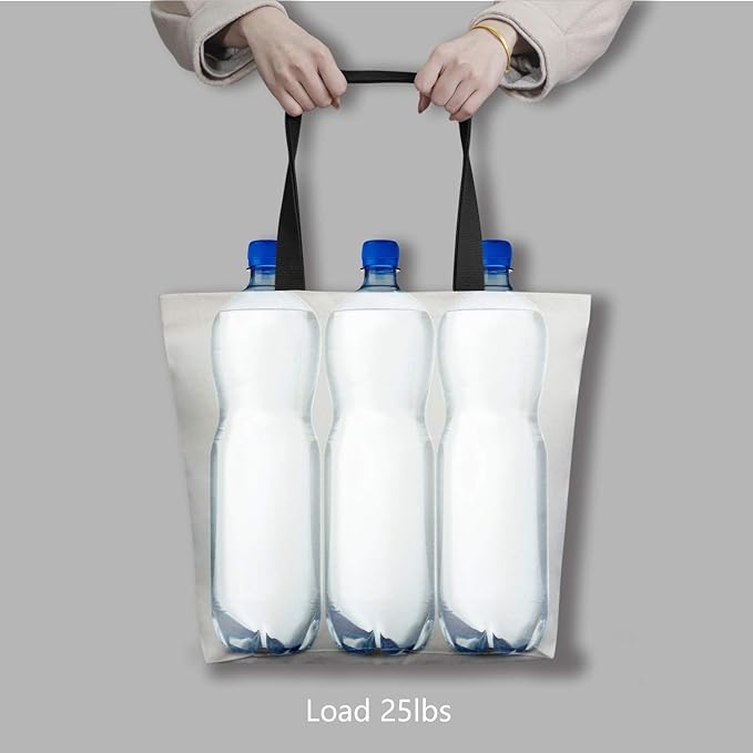 TOPDesign 12-Pack Canvas Tote Bags with Magnetic Snap, Reusable Grocery Shopping Bags, DIY Your Creative Designs