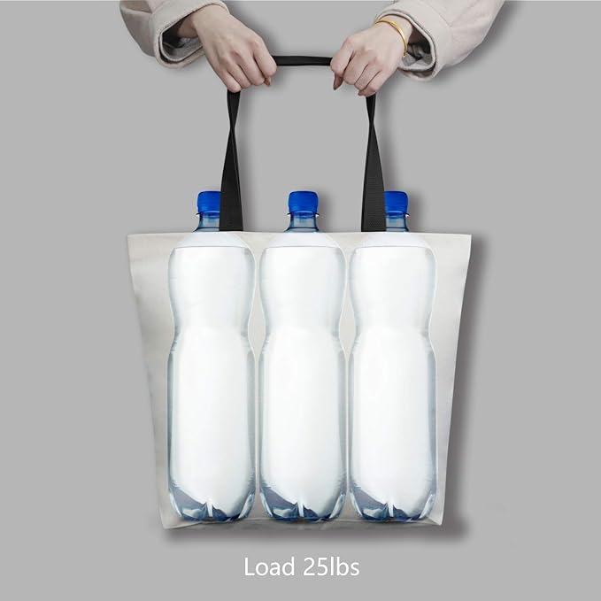 TOPDesign 2-Pack Canvas Tote Bags with Magnetic Snap, Reusable Grocery Shopping Bags, DIY Your Creative Designs