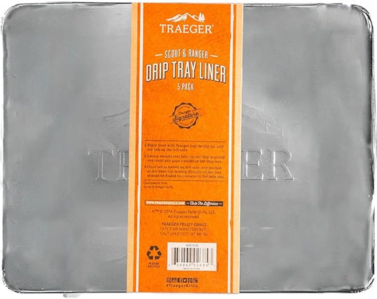 Traeger Grills BAC458 Ranger/Scout Drip Tray Liner Grill Accessory, 5 Count
