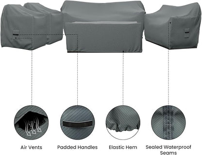 Covers & All Patio Furniture Cover Set, 5 Piece Outdoor Furniture Covers, Water-Repellent UV & Weather-Resistant Covers for Sofa, Loveseat, Chairs & Coffee Table with Elastic & Padded Handles