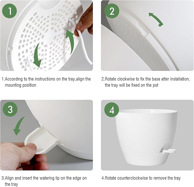 UOUZ 12inch 2Pack Large Self Watering Planters, Plastic Plant Pots with 60oZ Removable Deep Reservoir and Multi Mesh Drainage Holes for Indoor Outdoor Garden Plants and Flowers, White