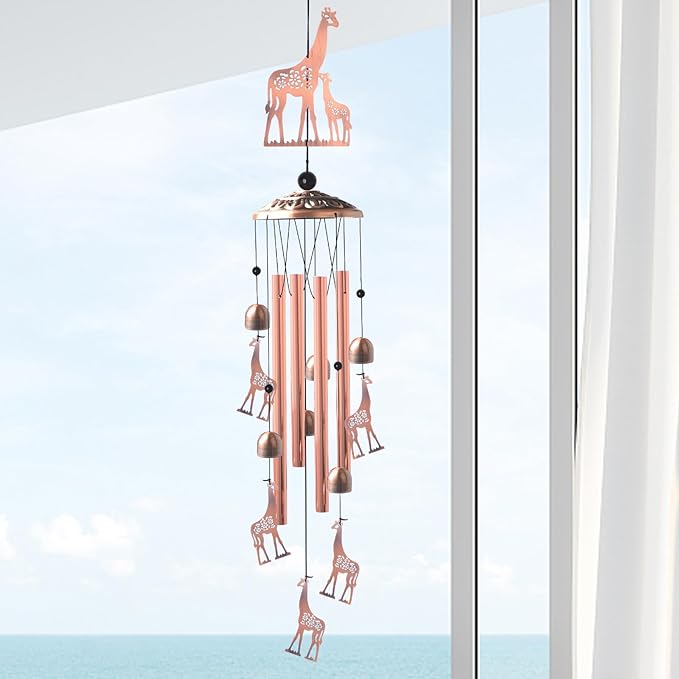 Giraffe Copper Wind chimesoutdoor, Gifts for All Father Husband Stepdad mom Grandma Aunt Daughte Friend dad, Mother Birthday Gift, Women Gardening Gifts,Windchime Outside, Perfect for Patio, Garden