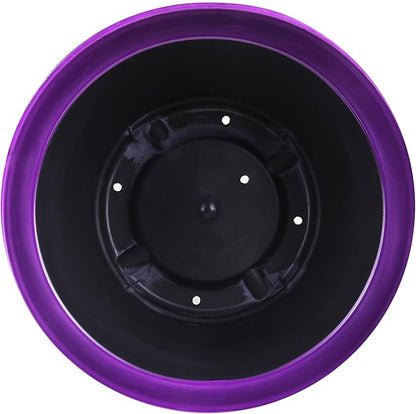 Garden Elements Indoor/Outdoor Glazed Brushed Happy Plastic Planter, Large, Dark Purple, 15" (Pack of 2)