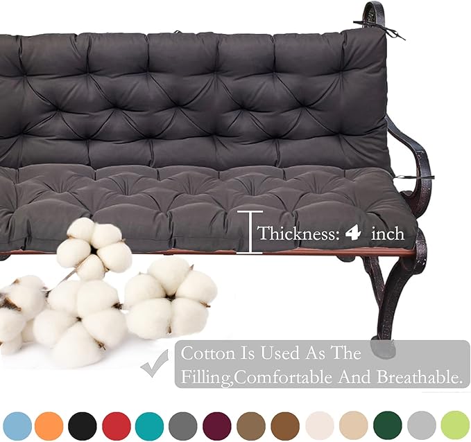 Replacement Cushions for Swing, Swing Cushions 3 Seater Replacement, Waterproof Thicken Washable Pad Cushion for Outdoor Indoor Furniture Swing Patio (Dark Gray, 40x60 inch)