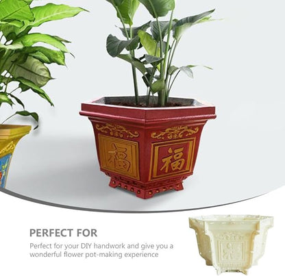 PRETYZOOM Plastic Planter Mold, Hexagonal Flower Pot Mold for DIY Concrete Cement Epoxy Resin Planter Making (28x28x20cm)