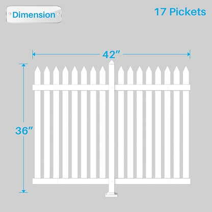 Patio 7 Sets Vinyl Picket Fence Panels 36" H x 84" W White PVC Decorative Fence for Front Yard Porch Patio Deck Pool Air Conditioner Fence Safety Dog Fence (34 Pickets, Straight)