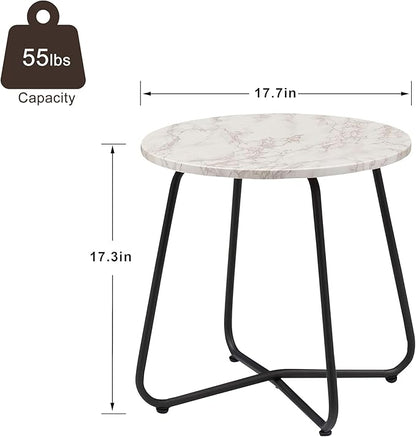 VECELO Patio Outdoor Side Snack Table,Small Round Anti-Rust Metal Style Desk for Garden Balcony,Yard,Living Room
