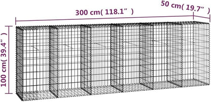 Galvanized Steel Gabion Wall with Covers, Gabion Mesh Wire Wall Panel Galvanized Steel Garden Stone Wire Basket Fencing Patio Decorative Fence, 118"x19.7"x39.4",-190