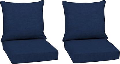 Arden Outdoor Deep Seat Cushion Set (2-Pack), 24 in x 24 in, Weather-Proof, Rain-Proof, Fade Resistant Patio Cushion for Chair, Sofa, and Couch Sapphire Blue Leala