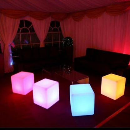LED Mood Cube Light, Waterproof Rechargeable LED Bedside Table Lamp,Night Light with 16 Color Change and 4 Flash Modes,Suits for Outdoor Indoor Decoration (15x15x15cm)