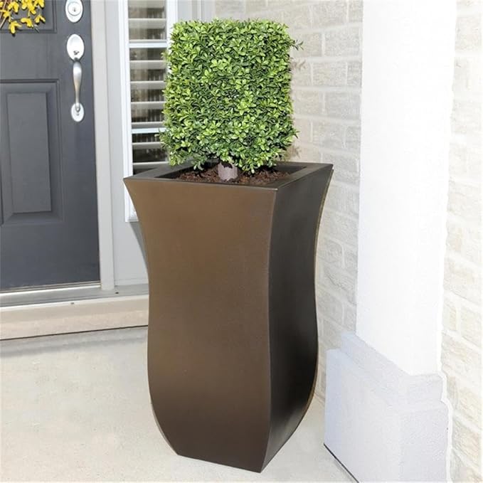 Pemberly Row Polyethylene Resin 30" Tall Planter in Espresso
