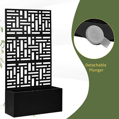 Outvita Metal Planter Box with Trellis, 71’’ x 36’’ x 16’’ Raised Garden Bed with Drainage Holes for Climbing Plants, Vegetables, Vines, Privacy Planters for Patio (Black)
