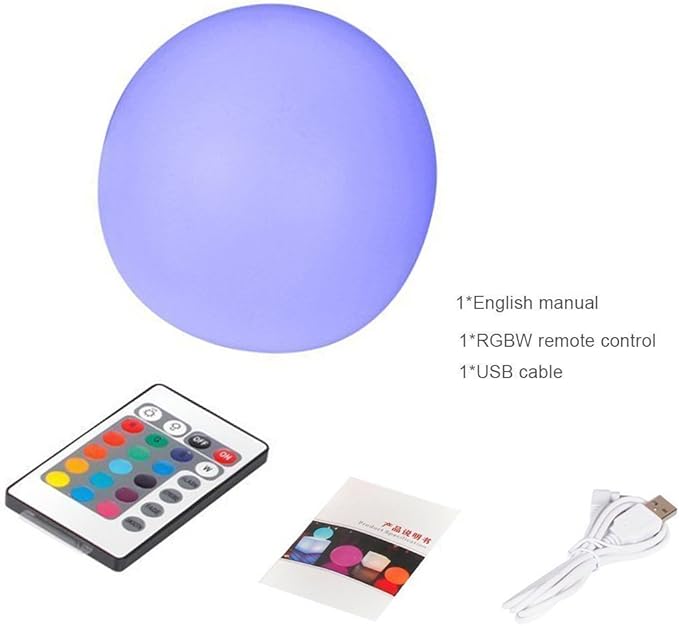 LED Mood Ball Light, Rechargeable LED Bedside Table Lamp,Night Light with 16 Color Change and 4 Flash Modes,Suits for Outdoor Indoor Decoration (12CM/4.7 inch Ball)