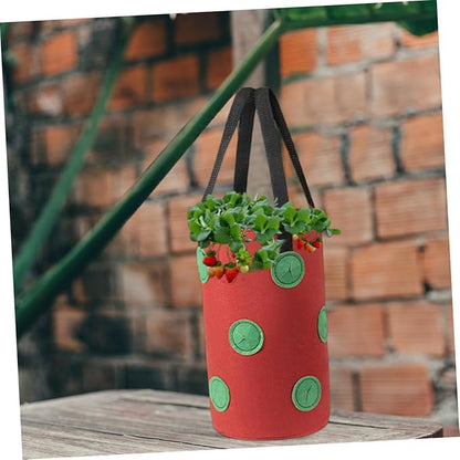 TOYANDONA 2pcs Vertical Hanging Strawberry Planting Bags 12-Pocket Non-Woven Fabric Planters for Outdoor Gardening, Vegetable and Tomato Nursery Grow Bags Multi-Hole Design