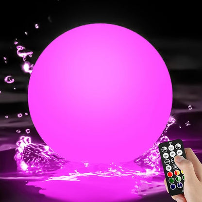LOFTEK Solar Ball Lights with Ground Pile, RGB Colors Changing Floating Pool Ball Lights, IP65 Waterproof USB Rechargeable Solar Light for Outdoor Garden Pool Deco, 8-inch