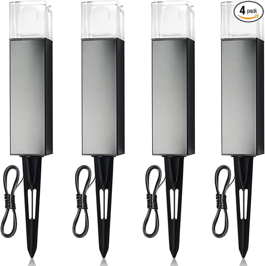 Outdoor Landscape Lighting Low Voltage Garden Landscape Lights Pathway Lights Yard Lights Driveway Lights, Aluminum Construction Waterproof 12V 3W 3000K Warm-Yellow Light（4-Pack）