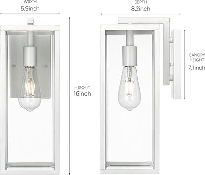 ALLGOT Outdoor Wall Sconce, Outside Porch Light, Anti-Rust Outdoor Wall Lamp Light, Exterior Lighting Fixture, Front Door Lantern for Front Porch Corridor Doorway Patio (White, 16 Inch Height)