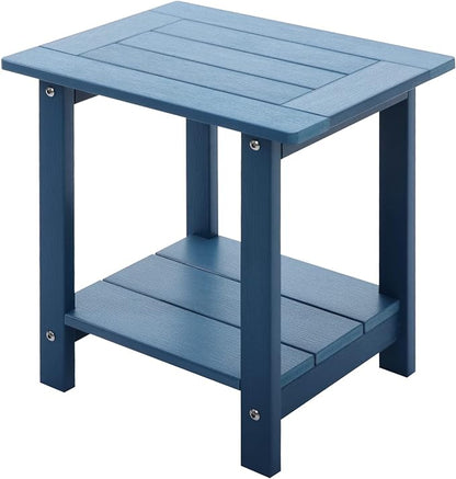 Meluvici Double Adirondack Outdoor Side Table Weather Resistant, Outdoor Rectangular Patio End Table for Adirondack Chair, Dark Blue