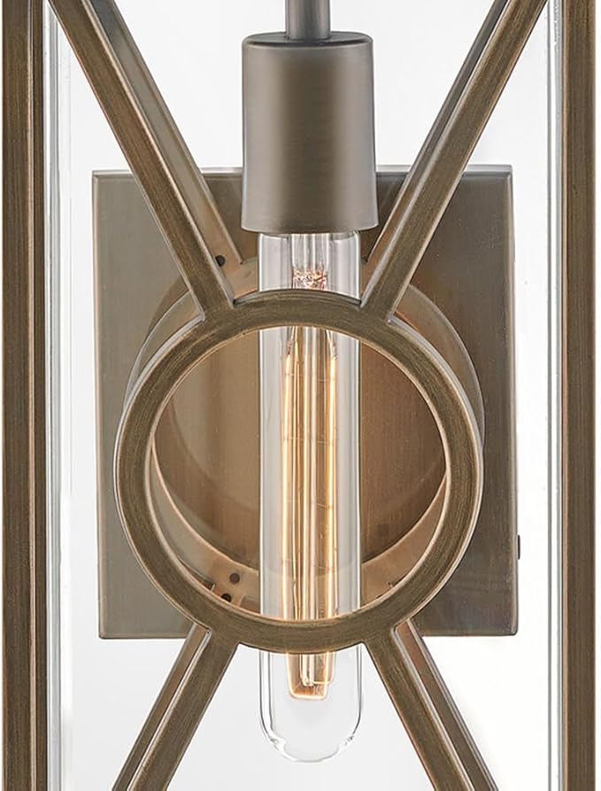 Hinkley Brixton Medium Wall Mount Outdoor Lantern - Rust & Corrosion Resistant, Clear Mitered Glass, Composite - Burnished Bronze Finish