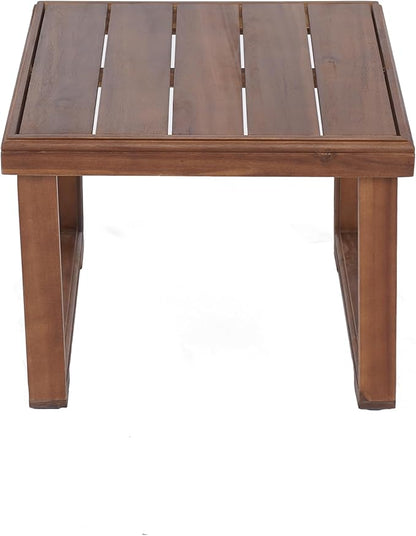 Christopher Knight Home Nicholas Outdoor Small Coffee Table, Slat Panel Square Side Table, Acacia Wood Side Desk for Backyard Balcony Garden, Weather Resistant Patio End Table, Mocha