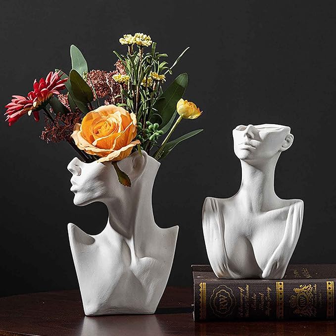 Grainrain Lady Silicone Planter Molds for Concrete Large Vase Mold Epoxy Resin Plaster Cement Clay Resin Craft Home Decor (CK001)