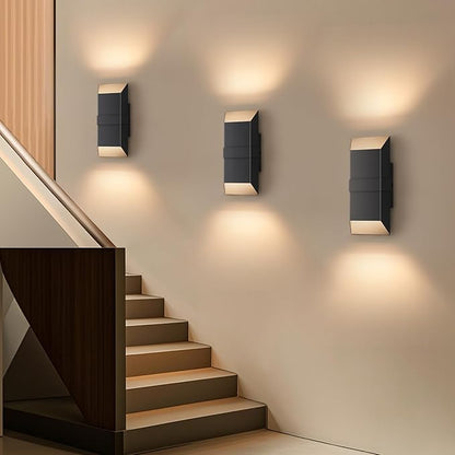 Outdoor Lights Fixture Twins, Modern Led Wall Sconce Indoor, Black Exterior Wall Lights for House, Front Porch Light Outdoor Wall Mount, Patio Lights Fixture for Garage, Yard, 3000K