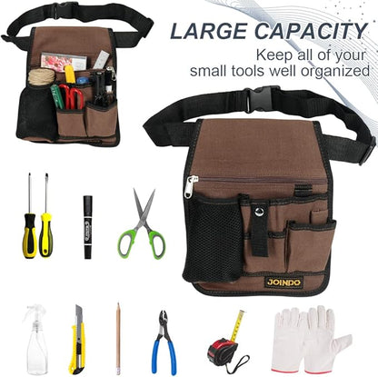 Garden Tool Pouch, Garden Tool Belt, Lightweight Tool Pouch with Pockets and Zipper, Utility Belt Canvas Tool Bag with Adjustable Waist Belt, Waist Tool Bag Apron for Women Men