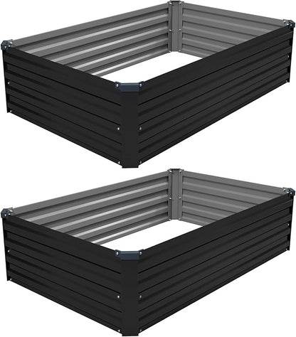 4×3×1FT(2PCS) Galvanized Raised Garden Bed Kit Metal Planter Boxes,Large Raised Garden Bed for Planting Vegetables,Flowers,Herbs -Black