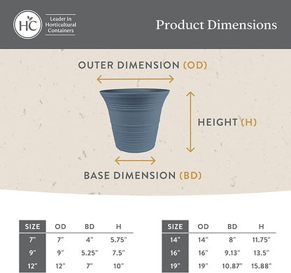The HC Companies Sedona Round Self-Watering Pot - Lightweight Self Care Planter - Plastic Planter for Herbs & More - Durable Plant Pots for Indoor Plants & Outdoor Plants (12" Warm Gray, Pack of 1)