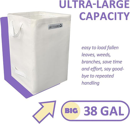 Heavy Duty Lawn and Leaf Bag 38 Gallon, Reusable Square Outdoor Yard Waste Bag with 4 Handles, Tear-Resistant for Lawn Clippings, Storage, Moving