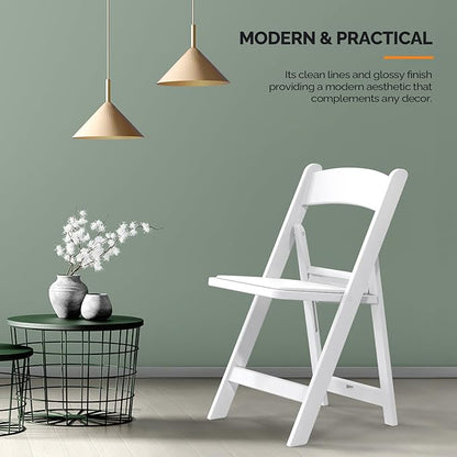 VINGLI Resin Folding Chairs with Cushion, Foldable Plastic Chair with Comfortable Padded Seats, Perfect for Event Party Indoor Outdoor, White, 1 PC