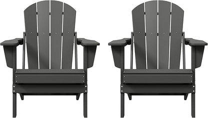 Westin Outdoors Laguna WO Home Furniture Adirondack Chair 2 PCS Set Outdoor Folding Patio Chair for Bon Fire Pit Garden Lawn Backyard Lounging Relaxing (Gray)