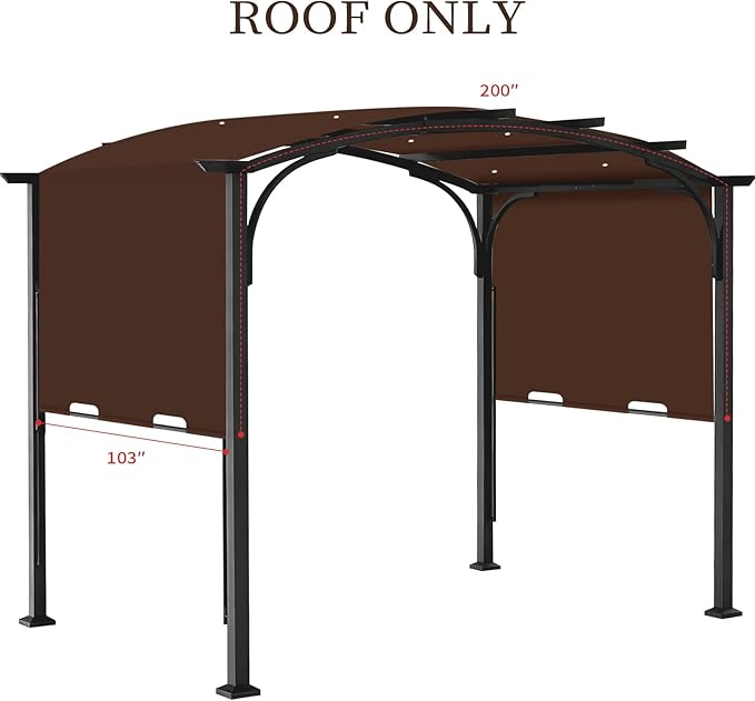 Pergola Canopy Replacement Cover for Lowe's Allen + Roth 10x10 Ft Freestanding Pergola, 200" x 103" Shade Cover, Compatible with Model #L-PG152PST-B,Cover Only (Coffee)