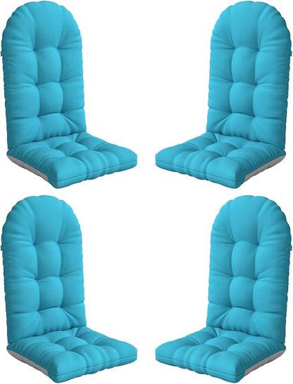 Adirondack Chair Cushion Set of 4, Thickened Patio Chair Cushions with Ties, Waterproof and UV-Protected Rocking Chair Cushion for Indoor and Outdoor, Lake Blue.