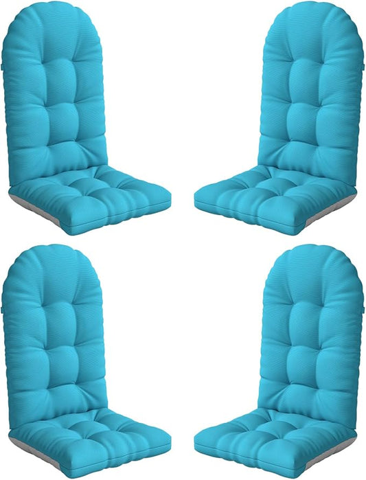 Adirondack Chair Cushion Set of 4, Thickened Patio Chair Cushions with Ties, Waterproof and UV-Protected Rocking Chair Cushion for Indoor and Outdoor, Lake Blue.