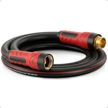 Short Garden Hose 6ft x 5/8", NON-EXPANDABLE Heavy Duty Premium Flexible Short Water Hose, No Kink, Leakproof, Lightweight Hybrid Hose with Male to Female Fittings for Household&Backyard