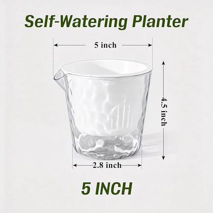InmeRun Plant Pots Indoor Plastic Flower Pots Outdoor 5 inch Set of 6 Pack with Drainage Holes and Saucers for Garden Pots (self Watering 5in-6p)