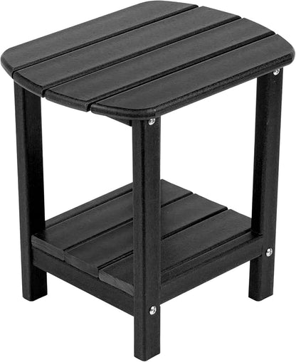 Adirondack Square Outdoor Side Table,2-Tier Storage Patio Side Table with Weatherproof HDPE Material Low