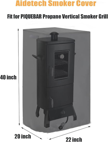 Smoker Cover Fit for PIQUEBAR Propane Smoker, Waterproof Grill BBQ Cover Vertical Smoker Covers-22 D x 20" W x 40" H