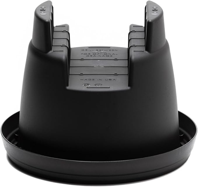 Bloem 12" Black Resin Deck Rail Round Planter, 9" H, 12" L, 12" W, Fits Rail Sizes Between 3.25" - 3.75" Wide