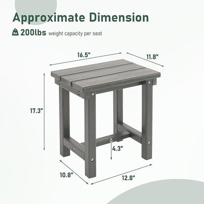 Furnimart Adirondack 16.5" Square Outdoor Side Table, Extra-Thick HDPE Composite Weather-Resistant Small Patio Table, Gray Outdoor End Table for Garden Balcony Yard Deck Poolside(Gray)
