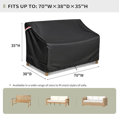 KylinLucky Outdoor Patio Sofa Cover fit 70 x 38 x 35 inch, 69 x 37, 68 x 36 Waterproof Weatherproof Heavy Duty 420D Garden Furniture Cover for Outside Sofa Couch