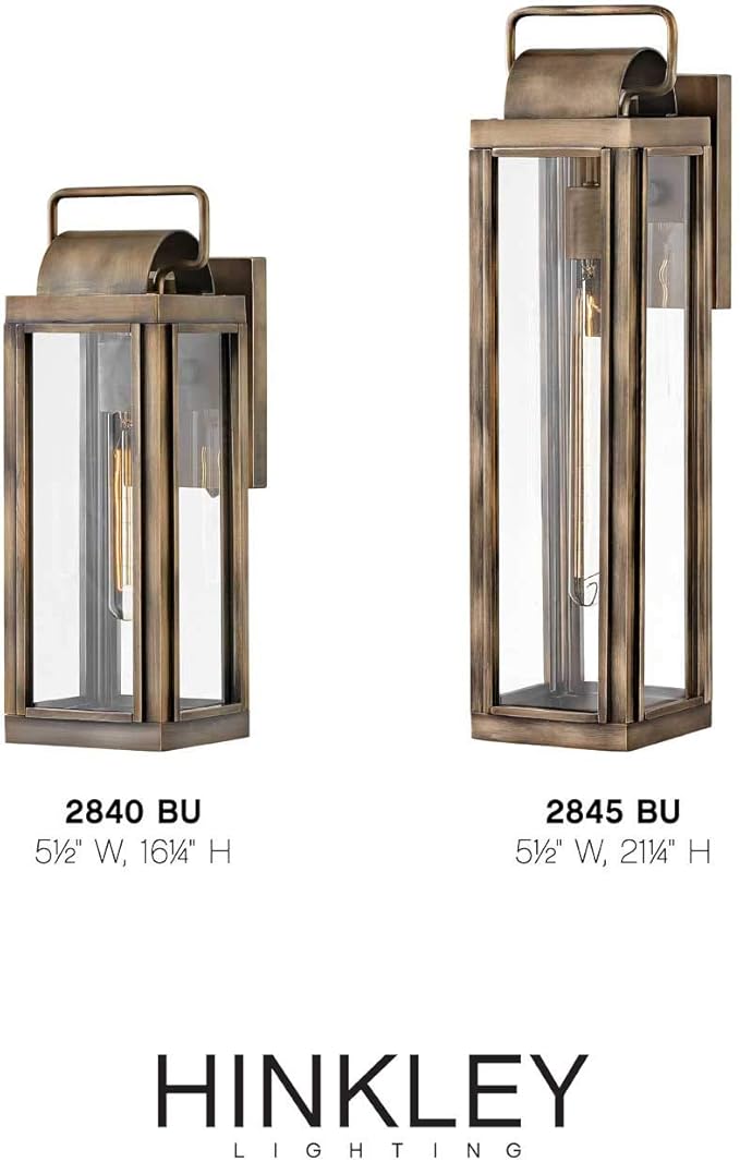 Hinkley Sag Harbor Large Wall Mount Lantern - Heritage Collection, 1-Light, Traditional, Aluminum, Clear Glass - Burnished Bronze Finish
