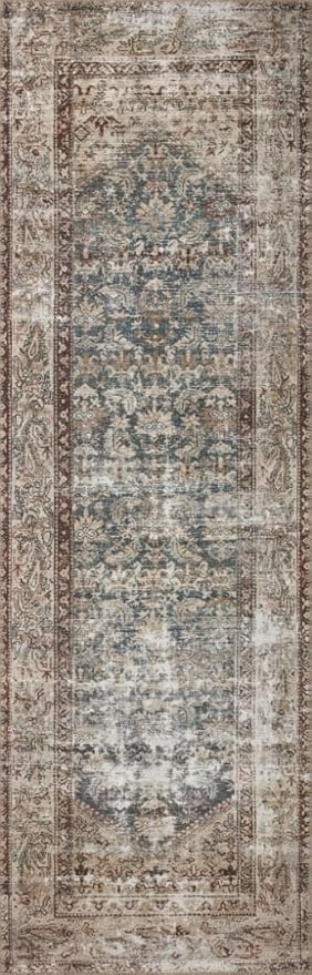 Loloi Amber Lewis Georgie Collection GER-04 Teal/Antique 2'-6" x 7'-6", .19" Pile Height, Runner Rug