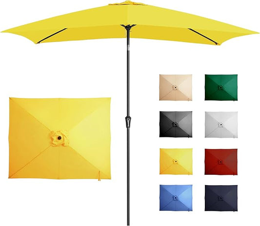 Ayge 6.5x10FT Rectangular Patio Umbrella Outdoor Table Umbrella w/Push Button Tilt & Crank Rectangle Market Umbrella UV Protection for Garden,Deck,Lawn,Yard & Pool,Yellow