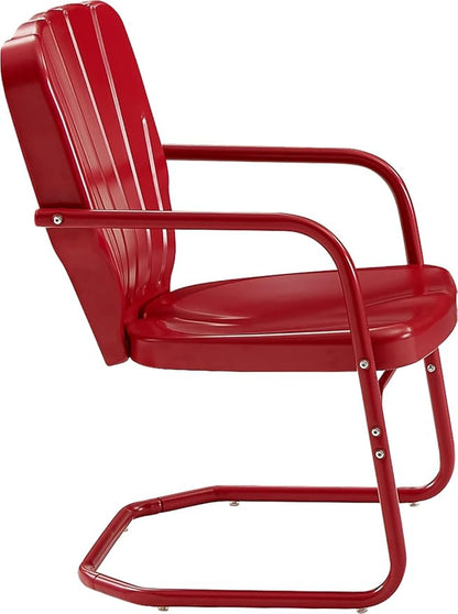Crosley Furniture Ridgeland 2-Piece Outdoor Chair Set, Retro Metal Patio Chairs for Dining, Porch, Deck, Red