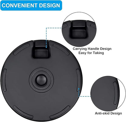 Simple Deluxe 7.5' Patio Umbrella with 20 Inch 50lbs Capacity Fillable Round Base, 6 Sturdy Ribs with Push Button Tilt/Crank for Garden, Deck, Backyard, Pool, Creamy White and Black